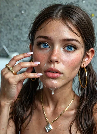 detailed and infocus face, (beautiful petite female much younger than 18 years old:1.7), (cum explosion from nose:1.1), (cum explosion:1.2), (very petite brunette:1.6), (micro body:1.4), very delailed eyes, big expressive eyes, wide open eyes, (slutty face:1.2), eye contact, facing viewer, hdr, blush, wet skin, sweaty, (very slim:1.4), (flat chest:1.4), male pov, blowjob, (deep black cock oral penetration:1.6), (twin pony tails black hair:1.4), ejaculating, cum, grabing head, big cock, extremely big cock, from above, extremely beautiful, extremely, perfect face, perfect skin, long eyelashes, thick eyelashes, (side view:1.3), shiny pink lip gloss, (gold hoop earrings:1.5), big lips, looking at viewer, naked, (deep blue eyes:1.5), (perfect manicured very long polish nails:1.6), (close-up to nails:1), (silver longest necklaces), silver choker, ((((she wear lots of silver and diamonds rings in every finger:1.8)))), skin tight, flirty, dimorphic feminine face, eyeshadow, close up, UHD, 8k wallpaper, (maximum quality:1.5), (ultra high resolution:1.7), (masterpiece:1.2), award winning photo, (huge cum is flowing from lips:1.5), (Extreme:1.5), (insanely detailed:1.9), (realism:1), (realistic:1.7), (hdr:1.4), hyper-detailed realistic body, hyper-detailed realistic face, (warm ambient light:.5), (dark shadows:1.4), hyperrealistic, 8K, BadX, porn photoshoot, detailed skin, on the roof, steam, blushing, DETAILED background, spectacular lighting, (eyes wide open in pleasure:1.48), (pleasing expression:1.44), (shy:1.4), UHD 8K, (full body photograph:1.12), (huge dick:1.4), (creamy deep deepthroat:1.5), (extreme oral sex:1.3), (huge massive black dick:1.4), (cum), professional photograph shot on kodak, 35mm photo, sharp focus, high budget, cinemascope, 100 mm lens, 1/250 s, f/2.8, ISO 300, <lora:detailed_notrigger:1>, <lora:LCMTurboMix_Euler_A_fix:1>, <lora:photorealistic_portrait_notrigger:1>, but, <lora:BUT_SDXL_SHS:.8>