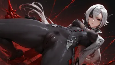 Best quality, masterpiece.
genshin impact, arlecchino, (genshin impact), She is fighting someone who is holding a spear.
The outline of the large anus was clearly visible, Small breasts., (big Labia outline:1.5), (big nipple outline:1.5), (black dense pubic hair:1.5), (A clearly Erect nipples outline:1.5), A clearly visible vaginal outline. camel toe.