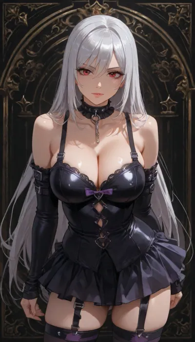 Moka Akashiya from Rosario + Vampire, (vampire mod, silver hair)