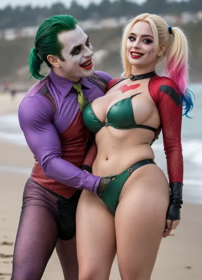(8K resolution), ((people touched detailed)), (((adult movied sapphic therapy performing, body the position, babe enormous plumped pouring breast, Girlfriend Joker's Harley Quinn skin costume, massive fucked pussy and glamorous butt, hourglass body, touch jobbing, interracial gangbang bimbo perform reinvent escort makeup))), ((wetting by sea with orgy characters between hand fucking man in mouth job, wear heel and net bikini. The day, lighting HDR+, full body visibly)), (tattoos cover wrought body, detailed), ((public beach on porned seaside))
