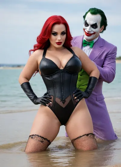 (8K resolution), ((people touched detailed)), (((adult sapphic movied therapy performing, body the position, babe enormous plumped pouring breast, girlfriend fucked of Joker Jessica Rabbit skin costume, massive fucked pussy and glamorous butt, hourglass body, touch jobbing, interblack gangbang bimbo perform reinvent escort makeup))), ((wetting by sea with orgy characters between hand fucking man in mouth job, wear heel and net bikini. The day, lighting HDR+, full body visibly)), (tattoos cover wrought body, detailed), ((public beach on porned seaside))