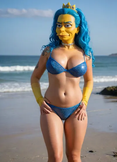 (8K resolution), ((people touched detailed)), (((adult movied sapphic therapy performing, body a position, babe enormous plumped pouring breast, The Simpsons Marge skin costume, massive fucked pussy and glamorous butt, hourglass body, touch jobbing, interracial gangbang bimbo perform reinvent escort makeup))), ((wetting by sea with orgy characters between hand fucking man in mouth job, wear heel and net bikini. The day, lighting HDR+, full body visibly)), (tattoos cover wrought body, detailed), ((public beach on porned seaside))