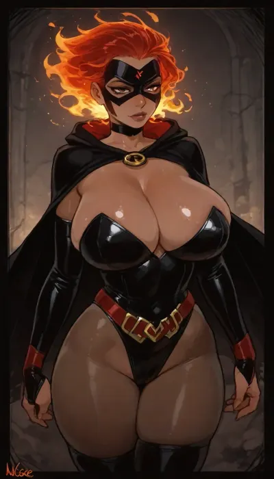 (Super slutty Raven from DC Comics:1.3), flaming hair, perfect hourglass body, super detailed big round breasts, wearing a sexy outfit with stockings, incase, style, Raven, <lora:cartoon_stickers_xl_v1:1>, <lora:hentai_anime_style_xl_v1:1>, <lora:EnvyBeautyXL02:1.5>, <lora:Incase_Style__SDXL:1.2>, <lora:HHLute_SDXL:1.3>