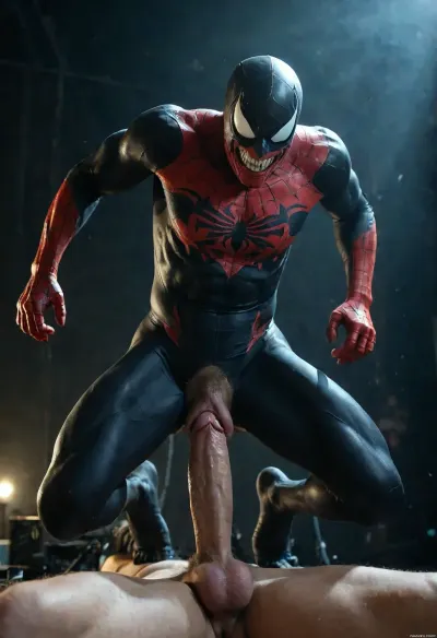 (Vemon from spider man), having gay sex with Spiderman, venom with a massive huge black cock, Spiderman with huge white cock, torn clothing, pubic hair, anal penetration, full body, sex gay, two mans with huge cocks fucking, anal penetration An ultra-realistic RAW photo captured on a Canon EOS 5D Mark IV with a Canon EF 50mm f/1.8 STM lens. Shot at f/1.8, 1/125s, ISO 100. Soft natural ambient lighting with subtle rim light, daylight white balance 5500K. Extremely shallow depth of field, sharp subject focus with smooth background bokeh. High-resolution digital capture with minimal processing, subtle natural sensor noise, authentic lens characteristics including soft vignetting and slight chromatic aberration on high-contrast edges. Neutral color profile preserving true-to-life tones, perfectly composed using the rule of thirds., cinematic shot, dynamic lighting, 75mm, Technicolor, Panavision, cinemascope, sharp focus, fine details, 8k, HDR, realism, realistic, key visual, film still, cinematic color grading, depth of field., sharp, soft focus, depth of field, 8k photo, professional lighting, taken with Canon EOS R5, DSLR, 75mm lens, a hyper-realistic high dynamic range visual style featuring intense lighting contrasts, vivid colors, razor-sharp textures, and finely tuned reflections. masterpiece, surreal setting, <lora:Light_and_Shadows_Circus_r1:1.8>, <lora:pein:.8>