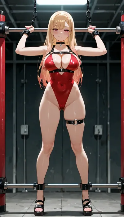 (masterpiece, best quality), marin_kitagawa from my_dress-up_darling, Suspension Bar
Purpose, A horizontal bar used in suspension scenes, allowing wrists, ankles, or a harness to be attached and raised off the ground.
Details, Made of sturdy materials like steel, it enables dynamic poses and adjustments.