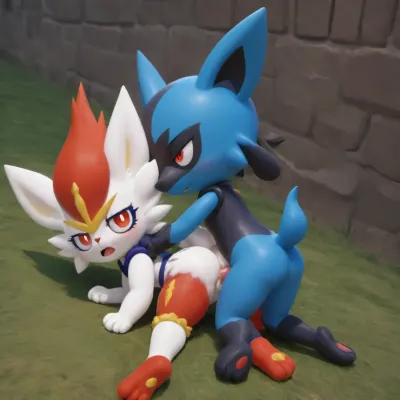 Cinderace, and riolu, having sex