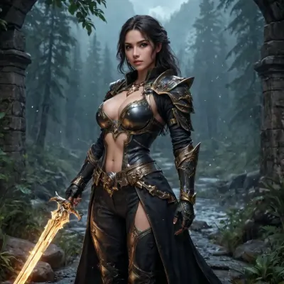 photorealistic scene and image, face shot, looking at Viewer. Create a character, an adult female Real Human being, in a Fantasy World inspired by Genshin Impact. The Character should be one of inspired by genshin impacts female characters. The character should be depicted in a dynamic battle stance, showcasing readiness and determination. the Character can use her magical larger breasts, the Special breasts are massive. the Character should be holding a weapon that fits seamlessly into the World inspired of Genshin Impact. Skyrim landscapes, {in a Cave or on a mountain or on a Spooky Graveyard or in a Big Fancy castle or in a Scary Forest or at an old dusty Library or at a Ship Graveyard or in lava fields or in a mystical Forest or in a dark Dungeon or on a snowy Mountain or in an ancient ruin or in an underground mine or in a gloomy foggy tunnel or in a vibrant city scape or swamp or marshland or flowery fields or in lush Fields}. The environment should complement the character's design and convey a coherent and immersive world. one weapon.

Battle stance, posture, expression, and movement cues that demonstrate combat readiness.
Weapon design, style, color, and motifs inspired by Genshin Impact weapon.

Technical Specifications, Resolution, 8K, Output Resolution 2048x2048 Pixel
Style, Movie-quality&nbsp;
Quality Markers, Masterpiece, ultra-detailed

Clothing/Accessories, very feminine, very rich feminine clothes, different hair colors, different hair styles, wide open top, knee-high boots, luxury closed leather gloves.
Lighting Conditions, multiple style variations possible, different parts of the of day possible, different weather conditions, bhands, detailxl, hkstyle, skyrimlandscapes, <lora:hkstyleV5:.5>, <lora:SkyrimLandscapesXL10:.5>