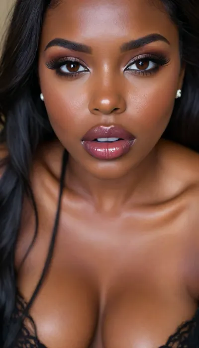 (1woman), 28 years old, ((curvy body)), Close-up girl, latin woman, curvy, ((dark skin)), ((round face)), (((brown skin))), (((full lips))), lavanda lipstick, closed mouth, lipgloss, small cute nose, standing, face, (((round medium breasts))), (((straight long black hair))), (((oiled skin))), (detailed black eyes), (((slut makeup))), .
She not looking the camera, nose earring, round earrings, (high resolution image), (perfect face), sexy, beauty, (ultra realistic:1.7), (maximum quality:1.5), (high resolution:1.7), (extreme detail:1.5), (ultra realism:1.6), 8k, he, photo was taken by Canon Eos, (maximum detailed skin:1.6), (((I was offended))), melanin, <lora:BUT_SDXL_SHS:.8>, <lora:melanin-XL:2>