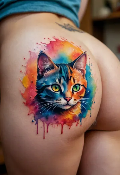 (smooth rendering and vibrant colors:.1), draw a watercolor kitty tattoo on a butt cheek, /KlTTY-ART/, <lora:COMFYUI_mimic_landscape_-_XL_SDXL v2.0:.1>