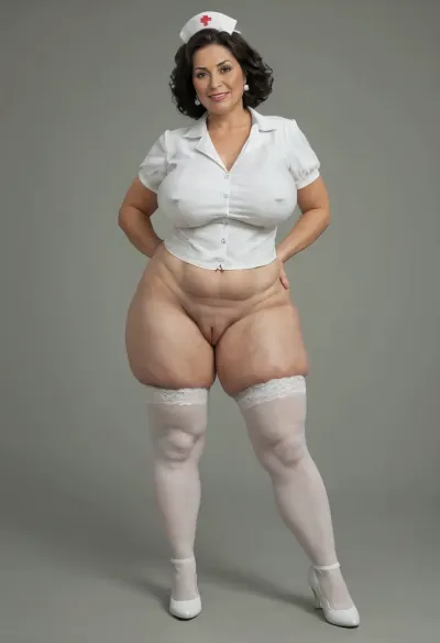 (Realisitc:1.5), (old style:1.3), ((bbw woman:1.2)), 1940s, walks slowly along the deck of an old warship, steampunk short nurse uniform, (Mature:1.4), catch look, (Fat puffy Pussy:1.3), Full Length View, long black haired, chubby mature, white stockings, white socks, white shoes, realistic wrinkles mature skin, giant tits, massive cellulite ass, slim legs, wide hips, large, breasts, big, boobs, huge, tits, <lora:Real_People-SDXL:.9>, <lora:bombshell_v2:.8>