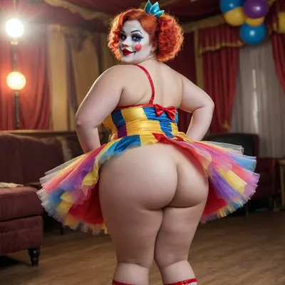 Chubby circus clown cosplay bbw ass thong tutu