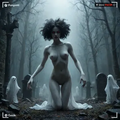 score_9, 1 ghastly female, about 33, very thin, is naked, ghost white skin, in a very foggy 1200's church graveyard, camera view is set far back, 32k image, floating in air, has no legs, ghostly form with no legs, perfect hands with long claw nails, no legs, no feet, ghostly form, floating, very skinny ghastly shape, completely naked, no hair, white ghostly afro hair, blood dripping from claws, evil demonic red eyes with a hollow empty feel, 34C cup breasts, medium size breasts, ghostly white boobs and nipples, everything about the ghost is ghastly and greyish white, raining heavy, old england graveyard, many ancient, tombstones, skeletal hands popping out of a few spots in background, scary environment, very spooky feel, ghost, person, <lora:ghosts person 1a:.8>, SW1RLYGH0ST, made, of, ghosts, <lora:SW1RLYGH0ST_sdxl:.8>, DonMD3m0nXL, <lora:DonMD3m0nXL-000010:.8>, <lora:Blight_Nox__Horror__Style:.8>