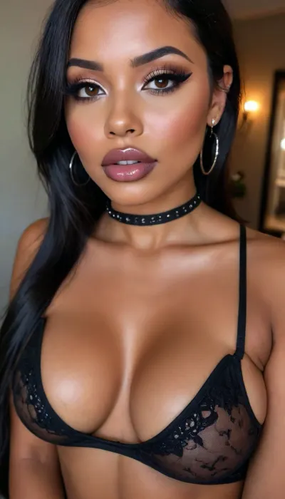 (1woman), 28 years old, ((curvy body)), latin woman, curvy, ((dark skin)), ((round face)), (((brown skin))), (((full lips))), lavanda lipstick, necklace, closed mouth, lipgloss, small cute nose, standing, face, (((round medium breasts))), (((straight long black hair))), (((oiled skin))), (detailed black eyes), (((slut makeup))), .
pronebone position in her bed, She not look the camera, nose with round earring, round earrings, smoking marijuana, (high resolution image), (perfect face), sexy, beauty, (ultra realistic:1.7), (maximum quality:1.5), (high resolution:1.7), (extreme detail:1.5), (ultra realism:1.6), 8k, he, photo was taken by Canon Eos, (maximum detailed skin:1.6), (((I was offended))), melanin, <lora:BUT_SDXL_SHS:.8>, <lora:melanin-XL:2>
