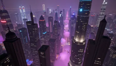 masterpiece, top quality, (raw photo:1.2), breathtaking cyberpunk epic wide-angle establishing shot, an immense hyper-detailed dystopian metropolis at midnight. Towering vertical city canyon with infinite depth and scale. Colossal megastructures pierce dense glowing neon smog, endless layers of stacked