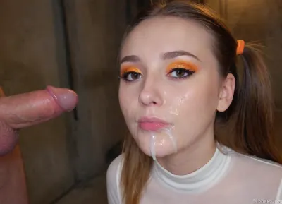 Beautiful extremely 18 year old girl. Black hair. Pigtails. Petite. Top model face, freckles, brown watering eyes. Heavy eyeliner. Heavy orange eyeshadow. BREAK
Dark mascara trails down her cheeks, smeared makeup, crying. Fully clothed in skintight, white long sleeved party dress with a high neckline, shiny seamless pantyhose, platform heels. Cum drips down her body. Her face is smothered with an excessive amount of thick, viscous cum, (cum on face:1.7), . Cum on her forehead, her cheeks and in her hair, (cum in hair:1.5), ., ((Deepthroat)), a man's hand grasps the girl's head, she has 3/4 of his enormous thick cock in her mouth, . Dark basement of a derelict building, graffiti, crumbling concrete walls, exposed rebar, rusty pipes. Barely illuminated, flickering fluorescent lights. Look, at, my, prompts. Flat, chested.