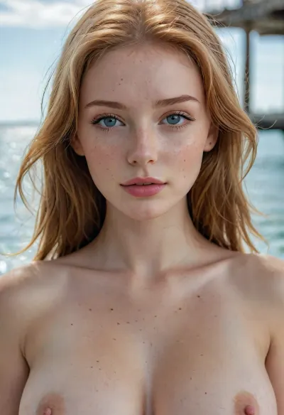 (nude), (faint smile), (massive breasts:1.3), (extremely feminine girl:1.4), (compact face:1.3), (supermodel girl:1.4), (breathtaking 18 year old girl:1.3), (sunken face:1.5), (petite girl), (skinny girl), (thin girl), eye contact, looking at the viewer, freckles, pale skin, long ginger hair, 4ng3l, face, <lora:SDXL_BetterFaces-LoRA_v1:.8>, <lora:attractive_notrigger:.8>