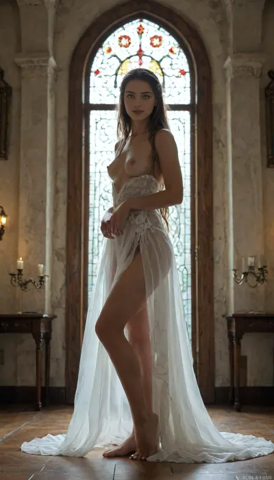 she is dancing around in her bedroom
