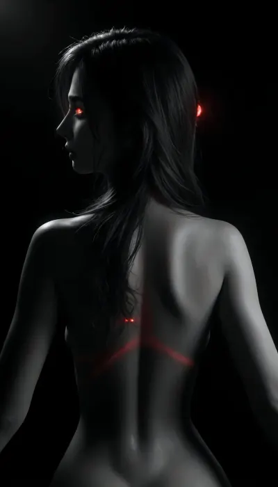 (masterpiece, best quality, photorealistic), ((monochrome:1.6)), ((black and white only:1.5)), soft firelight, heavy sweat in the air woman on all fours, ((back arched hard:1.5)), head swung back over her shoulder, long hair wild and damp, ((red glowing eyes locked on viewer:1.4)), face soaked with cum, lips parted mid-breath his cock driving into her from behind, thick, dripping, her cunt stretched wide and wet, fluids trailing between thighs camera focused at low rear angle, highlighting the arch, hair whip, and glowing stare, ((selective color, red)), <lora:ral-chrosc-bw:1>, <lora:dark:.8>, loemba, blueche, (with, blushing, cheeks:1), covche, covering, her, cheek, with, right, hand, covmou, mouth, looking, embarrassed, <lora:EmbarrassedBlushing.1.0:.8>