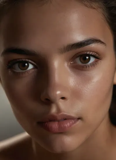 photorealistic portrait, (((Pauline Hoarau))), 21 yo female, detailed face, beauty, (((realistic brown eyes:1.1))), sharp focus, studiolight, intricate details, rich colors, realistic shadows, detailed skin, topless