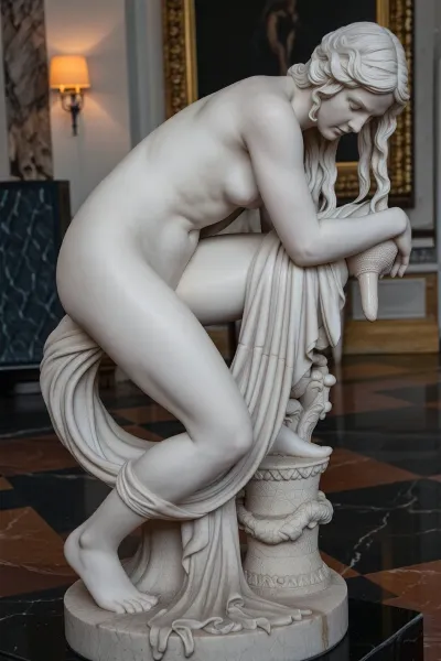 marble statuette of naked women in intricate pose