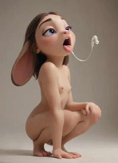 🪄🐶💋, Judy Hopps, topless, side view, sloppy open mouth with cum, penis head cumming in mouth, cum in mouth, tongue out, flesh, saliva strings, cum strings, excessive saliva, drooling, cumshot in open mounth, cum on face, small breasts, thick eyelashes, expression bright and adoration, detailed fur, close up, soft lighting, Hyper-realistic photograph of a fine porcelain figurine, 8k. A delicate erotic shepherdess, full body view, squatting on a gold dildo, hello boring slave, show me the lipstick on the lips that the girl has between her legs, a beautiful pubis, legs, parted lips for show, <lora:Animated_Concept:.8>, <lora:Samaritan 3d Cartoon SDXL:.4>