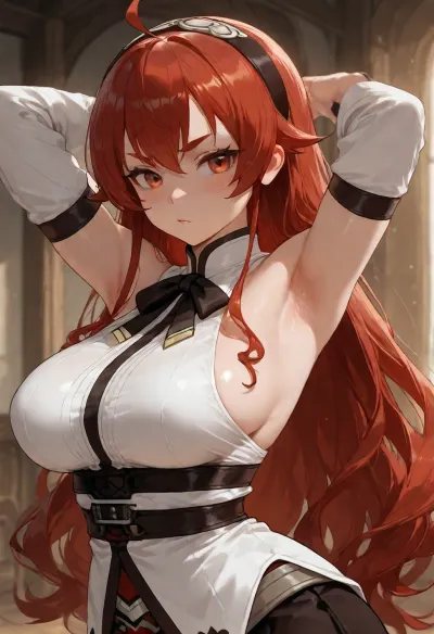 masterpiece, (eris greyrat), armpit fetish, armpit focus, solo