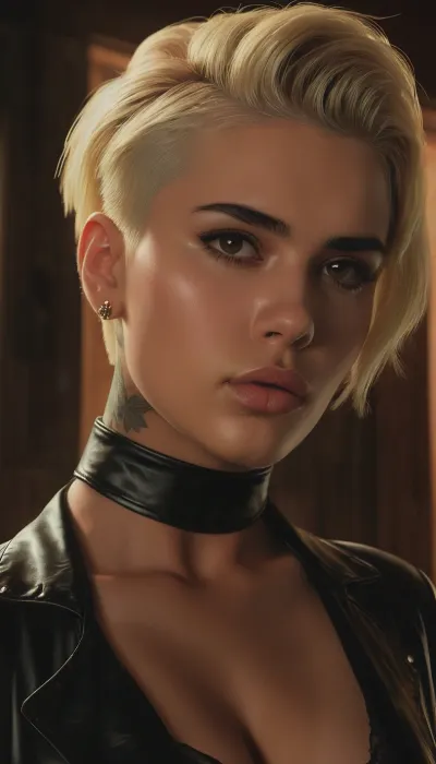 Hyper-realistic cinematic, (fullbody:1.5), portrait of a stunning young latina noble slutty whore, sharp chiseled jawline, prominent high cheekbones, elegant straight nose, full pouty lips, piercing almond-shaped amber eyes, (pierced septum:1.3), septum ring, (short blonde undercut hair:1.5), intense and seductive gaze, high-fashion model aesthetic, flawless sun-kissed skin texture, soft studio lighting with dramatic shadows, 8k resolution, masterpiece., uberfit, muscular, athletic, Art, by, Boris, Vallejo, Style, style, of, Alex, Ross, <lora:uberfit_lora_sdxl:.8>, <lora:Fantasy_art_XL_V1:.8>, <lora:tbh234-sdxl:.8>