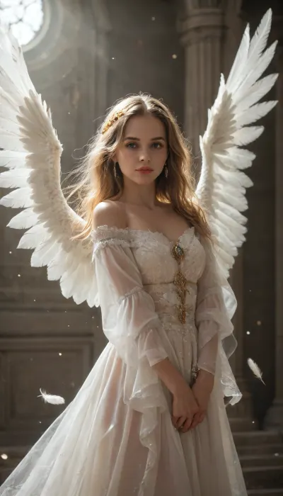 light ray, light particles, wings of divine light, all formed by divine light particles, translucent wings, big eye, angel, (feather), wings, seraphim, angelic creature, <lora:biblaccurang_lora_sdxl:.8>