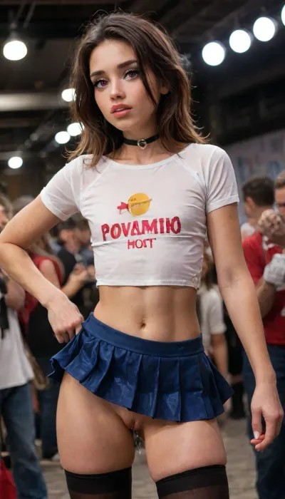 (perfect 10/10 sexiest AI slut:2), (horny young model:1.6), (sexiest adorably cute hot beauty:1.8), (gorgeous:1.3), adorable, cute, (seductive:1.5), extremely sexy face, perfect female face, (sexy upturned doe eyes:1.7), (perfectly shaped full lips:1.3), (small cute nose:1.1), (sensually parted lips:1.2), horny expression, looking at viewer seductively, (provocatively erotic:2.4), (very adorable sexy cutie:1.6), (inappropriate sexy 18yearold:2), (super horny slut:2), (very shapely body:2), (perfect body:2), athletic, tight body, slim neck, shapely thighs, erect nipples, perfect ass, (very tidy teeny godpussy:1.6), ...

BREAK, (Megumin:1), (close:.2), (looking back:2), .
BREAK, (girly:.2), (minx:.2), (petite:.2), (sweet:.2), (slender:.2), (youthful:2), (cute:.2), (fit:.2), (slutty:.2), (vixen:.2), (sexy:2), (flatchested:3), (busty:.2), (curvy:.2), (tanned:1.6), (tan lines:1.6), (dark complexion:.2), (makeup:.2), (eyelashes:.2), (freckles:.2), (sweaty:1.2), (pussy juices:1.2), (shy:.2), (blushing:.2), (worried:.2), (flirty:.2), (lewd:.2), (excited:.2), (moaning:.2), (begging for sex:.2), (head tilt:.2), choker, (t-shirt:1.2), (microskirt:1.5), thigh highs and leather boots.
BREAK, (dancing sensually:1.6), (flashing pussy:1.5), (rave party:1.1), (crowds:1.4), closeup, low view.

BREAK, (softporn amateur modelling still from a very erotic set featuring a beautiful slut trying to seduce viewer with her sexappeal:2), (extra intricate high-definition fidelity:2), (incredibly detailed:2), <lora:lora-sdxl-perfect-eyes:1>, <lora:adlima_xl_1_standard_merge_62_88_05_05:2>, <lora:sunnyrayyxo_v1_SDXLBase:2>, <lora:LCMTurboMix_Euler_A_fix:.8>
