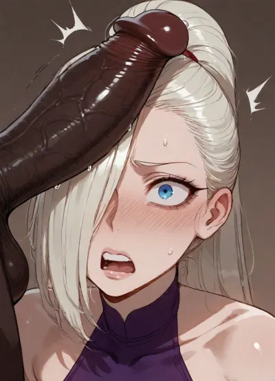 (Ratatatat74 style), (Yamanaka_ino), shocked face, kneeling, bbc, cock on face, close up, (simple background), <lora:ratatatat74-000050:.8>