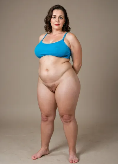 mature woman, with big ssbbw hanging belly, masive hanging breasts, full body view