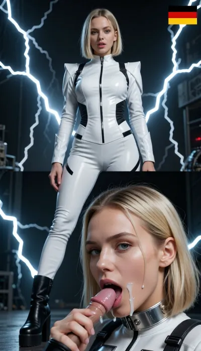 Photorealistic vertical split-screen, top half and bottom half completely independent.

TOP HALF, 8k UHD, highly detailed, sharp focus, professional cinematography, photorealistic, RAW photo, masterpiece, tt A cinematic wide shot of dramatic atmospheric lighting, High perspective, central composition, dramatic lightning, volumetric lighting, 85mm lens, f/1.8, highly detailed skin rendering, hyper-realistic anatomy . Subject, A the most beautiful and attractive Germany jovem girl ever, ela tem 27 anos de idade, 🇩🇪 Germany, The "Symmetrical Precision"• Body Type, Exceptionally tall, strongly built, and architecturally symmetrical with sharp shoulders and a firm, geometric stride.• Race & Skin Tone, Germanic Caucasian with fair skin, a neutral undertone, and an impeccably clean, matte complexion.• Face, Angular cheekbones, a high forehead, a straight nose, and focused, highly professional light blue or gray eyes.• Hair, Natural blonde ranging from ash to gold, styled in a precise, geometric bob or perfectly straight long cut with zero flyaways.• The Outfit, A minimalist, hyper-functional stark white neoprene jumpsuit with laser-cut geometric lines and hidden matte-black industrial zippers. The silhouette is completely clean, focusing on absolute symmetry and structure.• Footwear & Accessories, Matte-black architectural platform boots with a square heel. She wears a chunky, industrial-grade brushed titanium choker.Germany flag on the corner of the photo.

BOTTOM HALF, A cinematic wide shot of naughty atmospheric lighting, erotic lightning, Three-quarter view of exactly the same young woman on the same moment. Her face, lips and chin are covered with transparent white cum from the first frame and the cum stays on her face the entire time. She greedily kiss the extremely detailed anatomical perfect regular medium cock, looking at the camera with a naughty pleasure expression, sliding her mouth on the cock and smearing the cum. quiet pleasure breathing. No counter.

Top half = active flirty gesturing, leaning closer, energetic monologue. Bottom half = only intense handy blowjob with permanent cum and pleasure. The two halves never exchange actions, faces, or sound. Strict real-time normal speed.