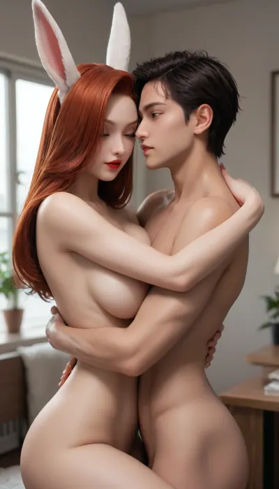 Jessica Rabbit embracing Rumi Huntrx, nude, kpop demon hunters, who framed Roger rabbit