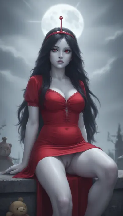 Vampire fantastic chubby drees upskirt queen, adventure time, 20 years oldy, realistic Marceline Abadeer, ((pale SKY blue/grey skin)), long black hair, red eyes. Atmospheric lighting, vibrant colors, detailed, red dress.
Vampire Marceline from Adventure Time, vamp, simple background.
Marceline from Adventure Time sitting on a grave with her teddy bear Hambo uwuu, sad, nostalgic scene, muted colors, high quality. Breats Bimbo, hot horny, massive boobs, dress up, pussy visible, spared legs.