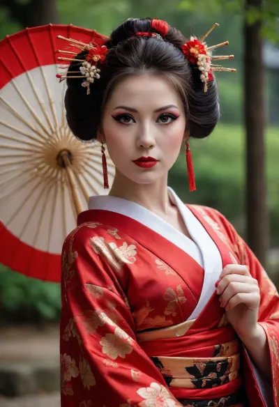 Czech Monika in slutty Geisha outfit