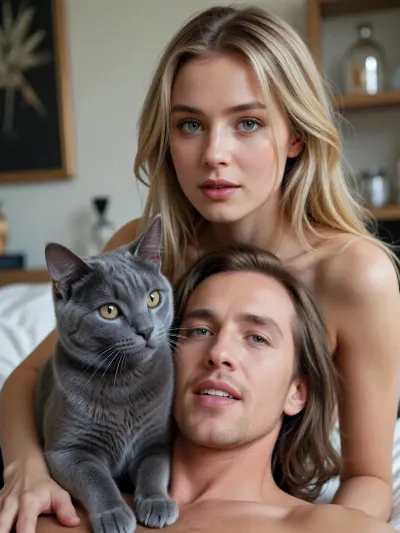 Нарисуй меня и мою любимую еоьусю Г рецси моя Котя русская голубая кошкаи меня добавь я тоже красивая и рядом с кошкой
