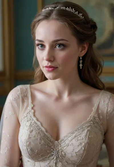 Молодая красивая девушка, 25 лет, блондинка, короткие волосы, прическа каре, небольшая грудь, обнаженная девушка, голая девушка, на заднем фоне красивые деревья, вокруг девушки в кругу стоят одетые мужчины