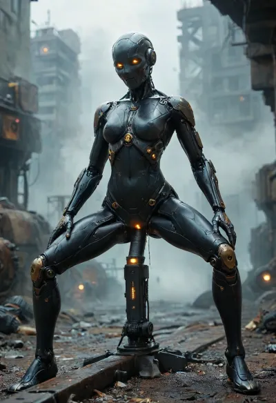 Futuristic steampunk Style, full body view, (40 years old Milf with closed eyes:1.3), perfect face, orgasm, fucked rough by, (her personal steampunk humanoid male sex robot:1.4), doggystyle, (specialized steampunk sex robot is designed for perfect mechanical penetration:1.7), (perfect mechanical penis:1.3), shipyard, various perspectives, various futuristic steampunk Background details, intricate detail, highly detailed steampunk, breathtaking, panoramic, cinematic, (3D, Framed, Woman), Macabre, FRESHIDEAS, Real, Photography, 2#, cloudy, smoke, atmospheric, clouds, fog, anchespaceroom, Commando, Droid, 1girl, 1boy, android, cyborg, vaginal, augmentations, bodysuit, torn_clothes, small breasts, large_insertion, cum, machine_oil, metal_table, hideout, neon, cyberpunk, style, <lora:compb0t:1.9>, <lora:CyborgMechExosuit_v1.5:1.9>, <lora:DonMSt34mPXL-000006:.8>