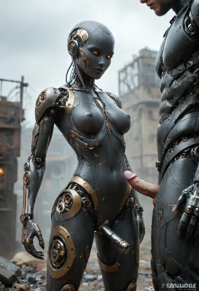 Futuristic steampunk Style, full body view, (40 years old Milf:1.3), fucked rough by, (her personal steampunk humanoid male sex robot:1.4), doggystyle, (specialized steampunk sex robot is designed for perfect mechanical penetration:1.7), (perfect mechanical penis:1.3), shipyard, various perspectives, various futuristic steampunk Background details, intricate detail, highly detailed steampunk, breathtaking, panoramic, cinematic, (3D, Framed, Woman), Macabre, FRESHIDEAS, Real, Photography, 2#, cloudy, smoke, atmospheric, clouds, fog, anchespaceroom, Commando, Droid, 1girl, 1boy, android, cyborg, vaginal, augmentations, bodysuit, torn_clothes, small breasts, large_insertion, cum, machine_oil, metal_table, hideout, neon, cyberpunk, style, <lora:compb0t:1.9>, <lora:CyborgMechExosuit_v1.5:1.9>, <lora:DonMSt34mPXL-000006:.8>, <lora:Gearbound_Mechanical_Arm_SDXL:.7>