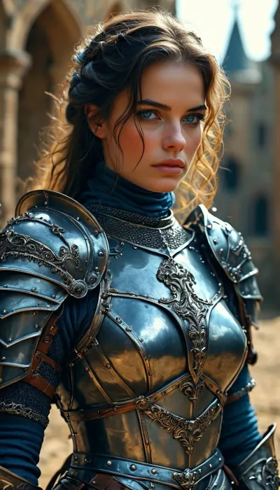 Uber realistic, 8k, ultra detailed, masterpiece, (beautiful medieval female knight), Medieval setting, gothic themed, black armor, bondage, blue fantasy eyes, High, Resolution, More, Details, 8K, but, hkstyle, <lora:add-detail-xl:.8>, <lora:MJ52:.8>, <lora:BUT_SDXL_SHS:.3>, <lora:hkstyleV5:.8>