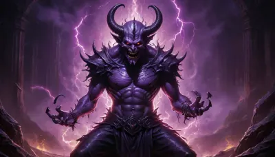 inkwork, dark fantasy, illustration, evil, purple, demoncore, horrorcore laserlight-painting, <lora:HGHD_DEAMNOCORE_XL:.4>