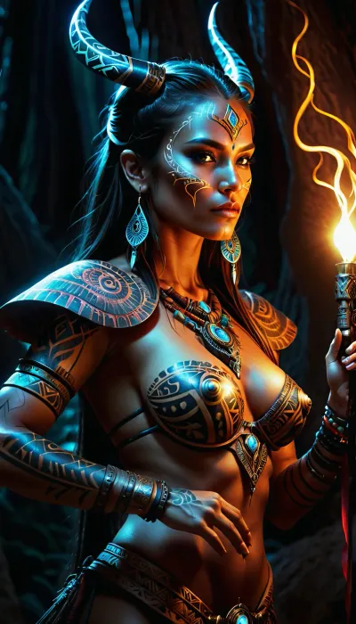 inkwork, dark fantasy, illustration, evil tribal laserlight-painting, art, by, mooncryptowow, <lora:WowifierXL-V2:.8>