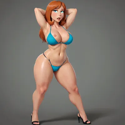 (Lois Griffin from the TV series "Family Guy"), 80's animation, (animated drawings like Lois Griffin), (((Family Guy art style))), Lois_Griffin, Full body shot, sexy bikini, high heels, FuturamaStyle, flat, chest, big, breasts, huge, gigantic, small, hips, thighs, wide, thick, plump, belly, muscular, female, arms, extra, abs, <lora:Lois_Griffin prompt 80 image SDXL epoch200:1>, <lora:SDXL-FuturamaStyle-Lora:.8>, <lora:Venus_Body_Alpha:.8>
