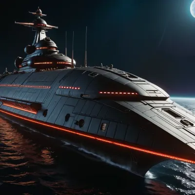 Arcadia-Type Flanking Heavy SpaceCruiser, (based on arcadia from "Space Pirate Captain Harlock), important that this is a spaceship rocket type., (Mobile Engagement Ship), Malmerian Visual Treatment

Hull, Obsidian black with sweeping purple plates accentuating the prow

Striping, Bone-white markings along the hull length, sharp and predatory

Hazard Markings, Focused around forward weapon systems and maneuvering thrusters. Accents, Silver-chrome along leading edges and weapon housings

Symbol, Black anvil with red eyes embedded into the forward hull structure

Text, “MALMERA” stamped along the ventral spine. Shape, It's a long thin ship, not wide it's front is heavily reinforced batteringram shaped like a symetrical black anvil with two angular red eyes and a skull and a pistol mixed it's the second thickest part of the ship. but not pointy. It has 12 heavy space naval particle cannons., cinematic shot, dynamic lighting, 75mm, Technicolor, Panavision, cinemascope, sharp focus, fine details, 8k, HDR, realism, realistic, key visual, film still, cinematic color grading, depth of field.

Overall, it's an absolute world-class cinematic masterpiece. It's an aesthetically pleasing cinematic shot with impeccable attention to detail and impressive composition.