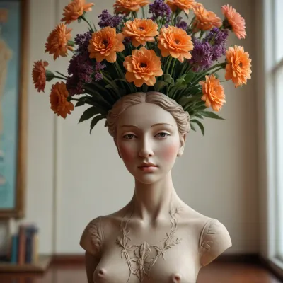 women figure, It is carved into a flower vase. /©KlTTY-ART/