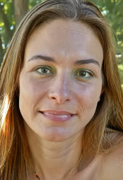 natural high cheekbones soft defined contours, gentle rounded jawline softly defined, gently prominent chin, oval face shape with realistic natural proportions, subtle facial structure no sharp angles no chiseled look, fair warm-toned skin natural texture visible pores subtle fine lines, bare everyday face no contouring no makeup no enhancement, photorealistic raw natural facial contours faithful to real human features, ultra detailed high resolution