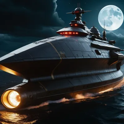 Arcadia-Type Flanking Heavy SpiceCruiser, (based on arcadia from "Space Pirate Captain Harlock), important that this is a spaceship rocket type., (Mobile Engagement Ship), Malmerian Visual Treatment

Hull, Obsidian black with sweeping purple plates accentuating the prow

Striping, Bone-white markings along the hull length, sharp and predatory

Hazard Markings, Focused around forward weapon systems and maneuvering thrusters. Accents, Silver-chrome along leading edges and weapon housings

Symbol, Black anvil with red eyes embedded into the forward hull structure

Text, “MALMERA” stamped along the ventral spine. Shape, It's a long thin ship, not wide it's front is heavily reinforced batteringram shaped like a symetrical black anvil with two angular red eyes and a skull and a pistol mixed it's the second thickest part of the ship. but not pointy. It has 12 heavy space naval particle cannons., cinematic shot, dynamic lighting, 75mm, Technicolor, Panavision, cinemascope, sharp focus, fine details, 8k, HDR, realism, realistic, key visual, film still, cinematic color grading, depth of field.

Overall, it's an absolute world-class cinematic masterpiece. It's an aesthetically pleasing cinematic shot with impeccable attention to detail and impressive composition.