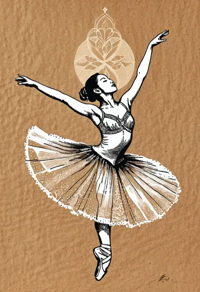 Graceful asian ballerina in mid-air leap, pen and ink drawing, intricate cross-hatching, fine line work, black ink on parchment, detailed tutu texture, sharp silhouettes, academic sketch style, Fresh, and, creative, pen, strokes, <lora:Fresh Ideas@Pen and ink drawings_SDXL:.8>, <lora:Detailed_female_hands-000001:.8>