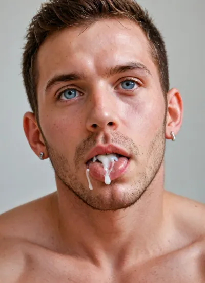 2 huge muscle men, eating cum, eating semen, livking cum from bellybutton, semen on face, semen splash on face