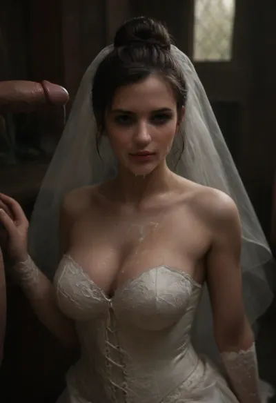 Chiaroscuro, high resolution, high quality, closeup of face, well-lit beautiful 42 years old blonde bride who just had 12 guys in a bukakke, covered with massive loads of cum, thick white cum, cum on face, (Hair up in elaborate bun:1.4), (((loads of thick visible cum on her face:1.6))), cum dripping from face, cum on cleavage, (standing model posing, (slutty wedding dress:1.2), (white corset:1.2), (wedding veil:1.3), (white lace gloves), very cute, smile, out of focus colorful flowers in a romantic outdoor background, ruind heavy wedding day makeup, on, face, bukkake, cum), bukkake, woman, chiaroscuro, style, dim, light, <lora:MS_Real_XL_Bukkake:2>, <lora:JustCum:2>, <lora:dark:.3>, <lora:polyhedron_chiaroscuro-000005:1.4>, ruined, makeup, <lora:ruined1:.8>